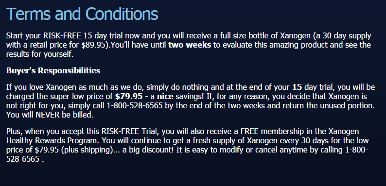 xanogen free trial terms and conditions